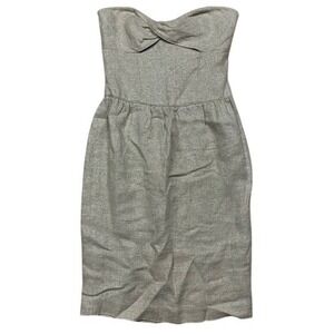Diane‎ von Furstenberg Gold Metallic Linen Strapless Cocktail Dress Size 2 DVF